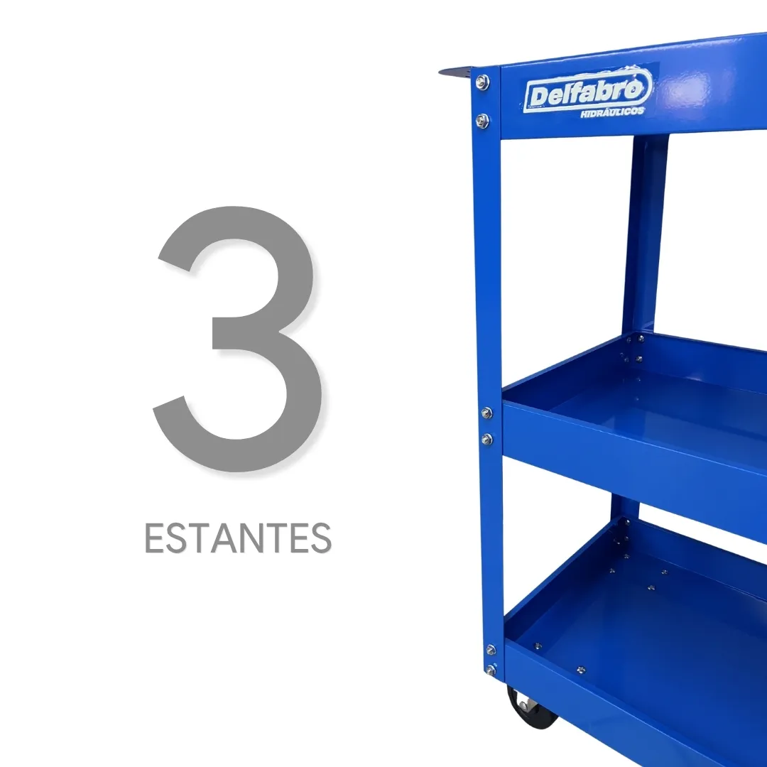 Mesa De Trabajo De 3 Estantes Con Ruedas (200 Kg) - Imagen 5